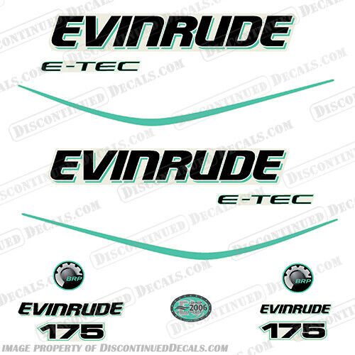 Fits evinrude 175hp e-tec decal kit aqua