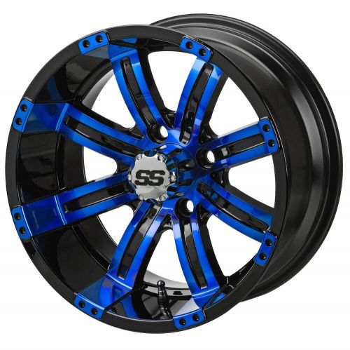 14&#034; black/blue tempest golf cart wheel