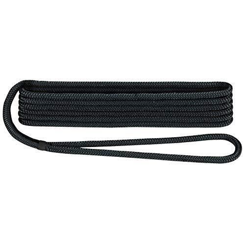 Usr rope nylon double braided dock line 3/8&#034; x 20&#039; black boat mooring