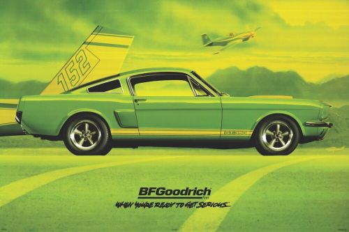 Reproduction bf goodrich 1966 lime green ford mustang gt350 24”x36” poster.