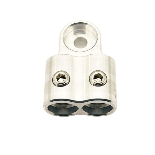 One aluminum alloy 1/0 alternator power distribution block, double stainless...