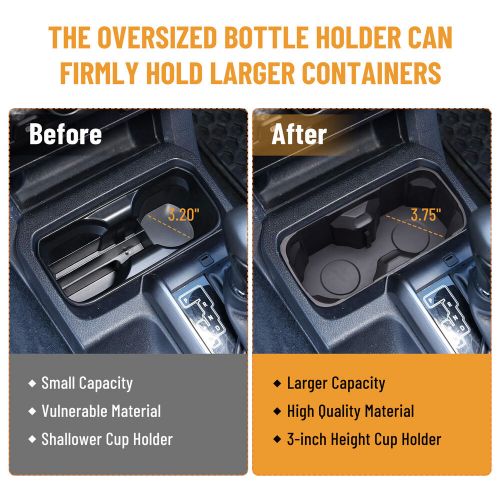 Fit 2016-2023 toyota tacoma oversized cup holder center console cup holder inser