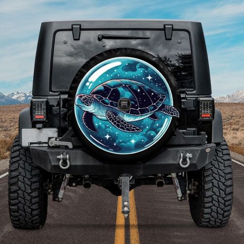 Space bubble turtle spare tire cover, celestial turtle, beach theme, spare tire