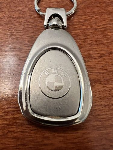 Vtg bmw silver tone metal key ring &amp; fob - advertising piece