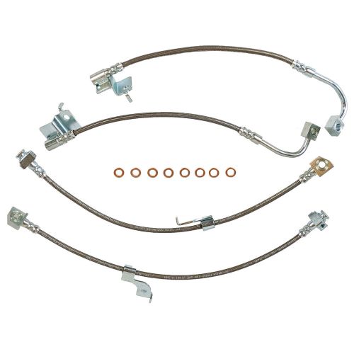 2015-present ford mustang front &amp; rear stainless steel brake hose kit - clear...