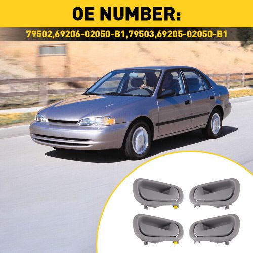 Gray inside door handles 2 left 2 right for 1998-2002 toyota corolla prizm