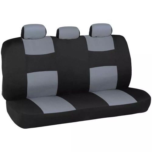 Gray/black full seat cover set with heavy duty rubber floor mats car truck suv