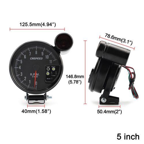 7 color 11k rpm tachometer led gauge+shift light black of 5in /120mm gauges us