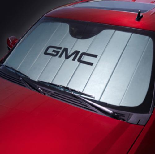 07-14 gmc sierra/yukon/xl sunshade package silver w/ black gmc logo 22915765