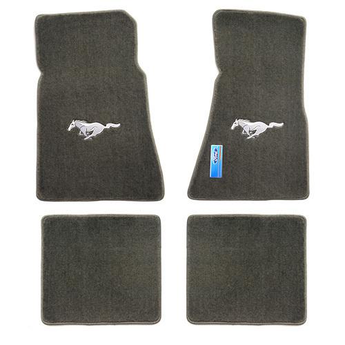 79-93 ford mustang carpet floor mats grey-runing horse