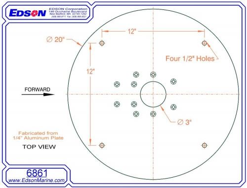 Edson vision series new 6861 68610 mounting plate kvh intellian sea tel 24&#034; sat