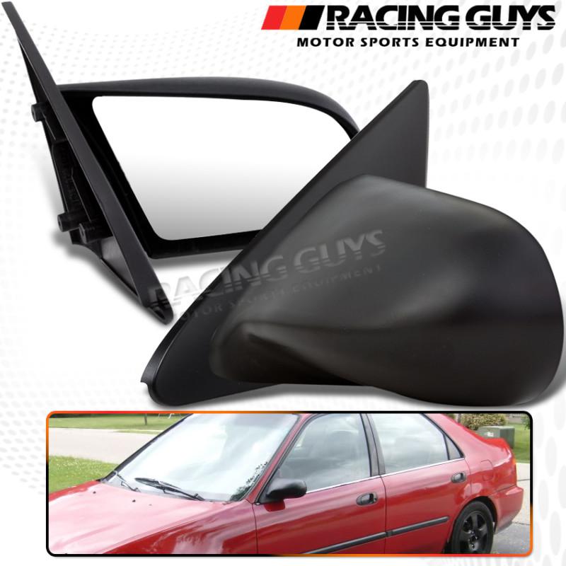 92 93 94 95 honda civic 4 dr power clear lens black side mirrors pair lh+rh set