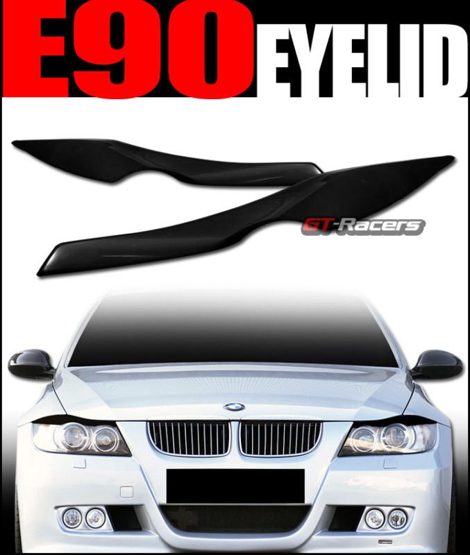 Euro blk head lights cover eyelids eyebrows trims 2005-2008 bmw e90 e91 3-series