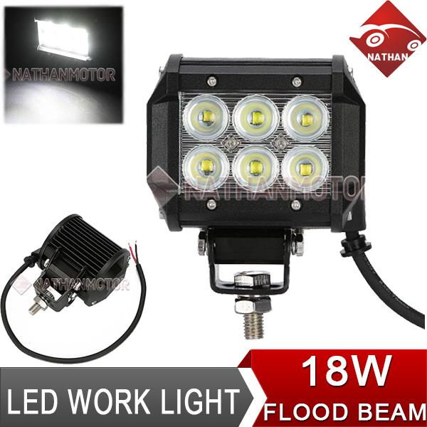 18w led work light offroad bar 4wd atv pickup jeep flood driving lamp 12v 24v