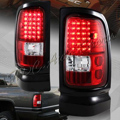 1994-2001 dodge ram 1500/2500/3500 chrome housing rear brake led tail light lamp