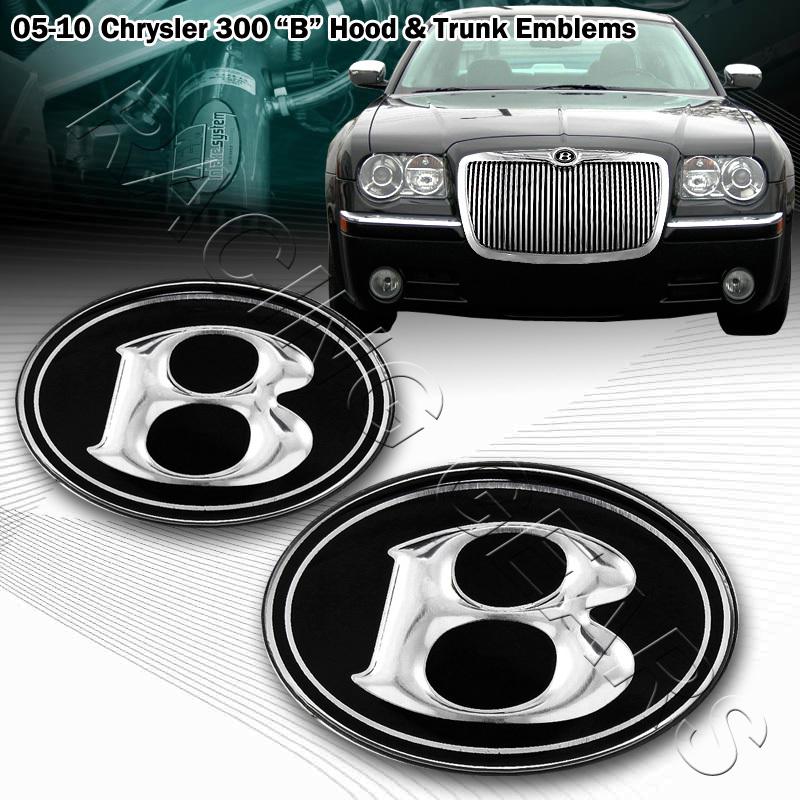 2005-2010 chrysler 300/300c hood grill + trunk black vip "b" emblem badge decal