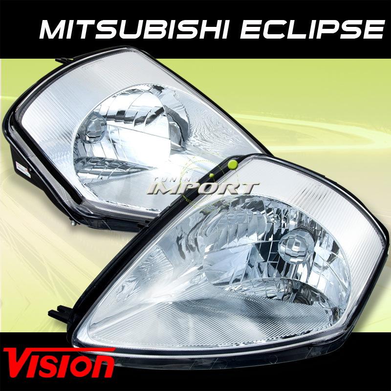 Mitsubishi 02-05 eclipse vision new replacement headlights lamps assembly set