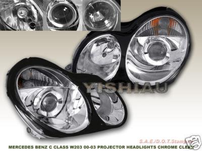 01-05 mercedes benz w203 c240 c320 headlights chrome