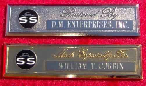 Impala ss -  custom engraved dash plaque