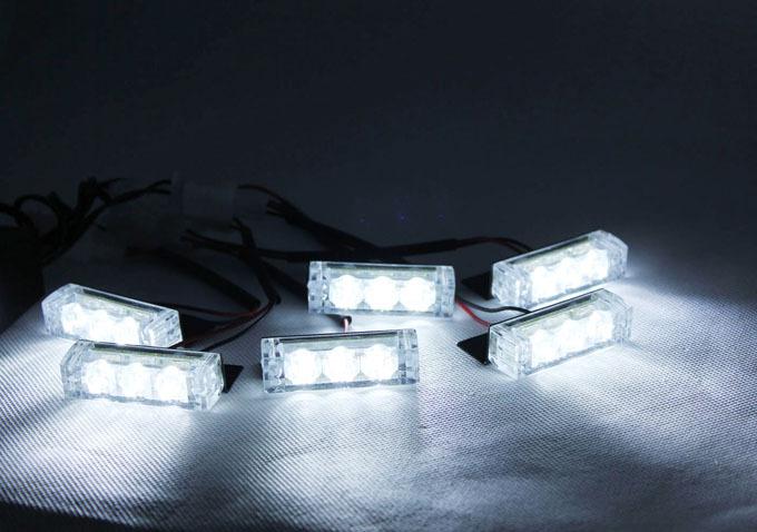 6 x 3 led white auto van boat strobe flash light grill emergency lights 3 mode