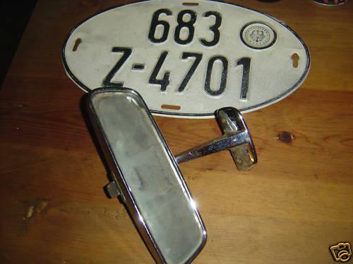 Mercedes 230 250 280 se sl license plate rare chrome rear view mirror 280sl 