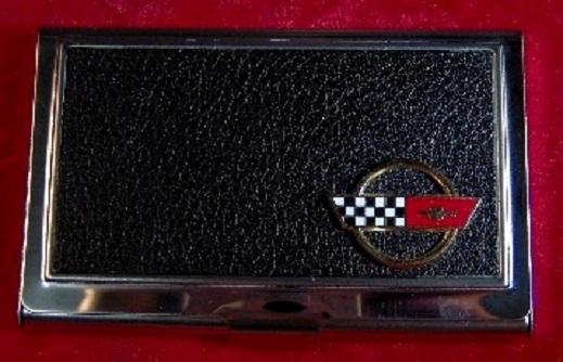 Corvette c4 - stainless steel & leather business card case