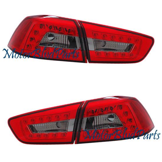 08-09 mitsubishi lancer led tail lights rear lamps red/smoke left+right 4 pieces