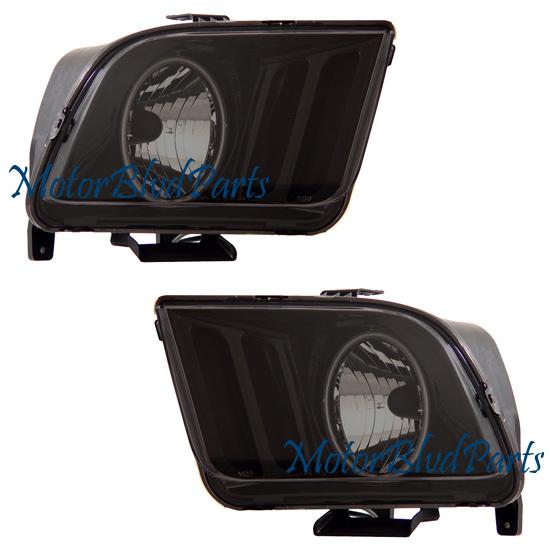 05 06 07 08 09 ford mustang crystal headlights w/ccfl halos smoke left+right set