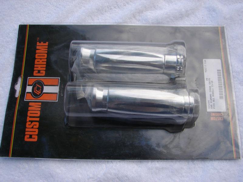 Sharp chrome motorcycle grips - universal fit 1"