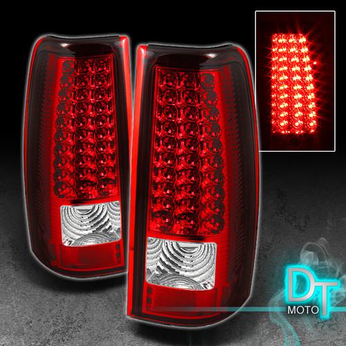 03-06 silverado sierra red clear led rear tail brake lights lamps left+right