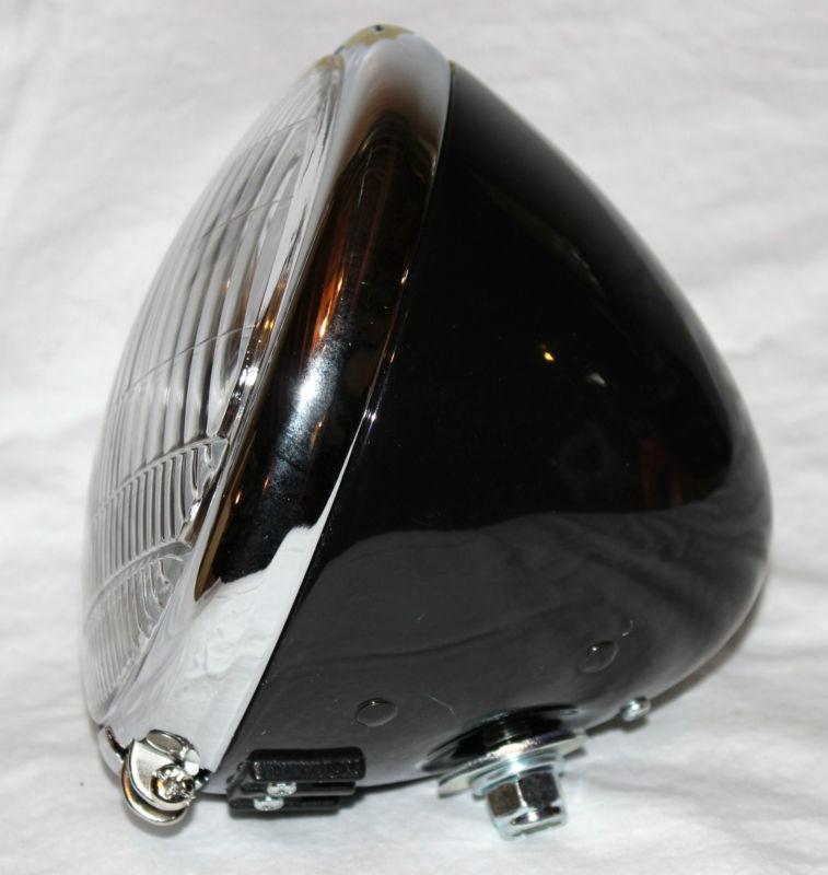 Harley knucklehead flathead panhead 6 volt headlight assembly black new (187)