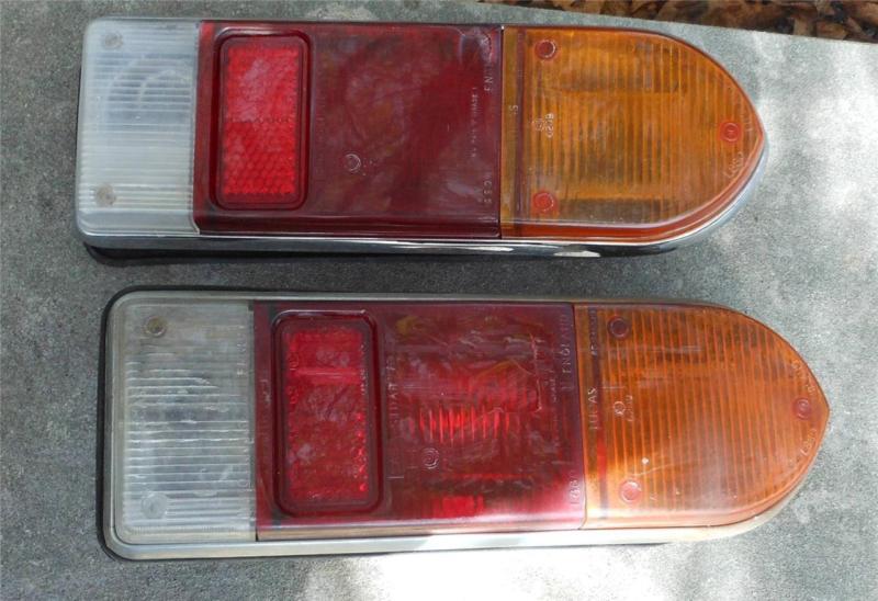 2 original triumph spitfire tail light lucas avon ow15480-9 l880 lens frame ++