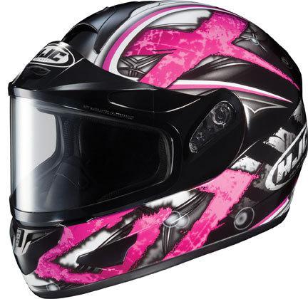 Hjc cl-16 shock pink medium dual lens snowmobile full snow sled helmet med md