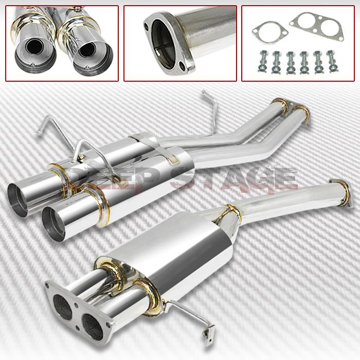 Stainless dual cat back exhaust 3.5" tip muffler 89-94 240sx s13 silvia 2.4l ka