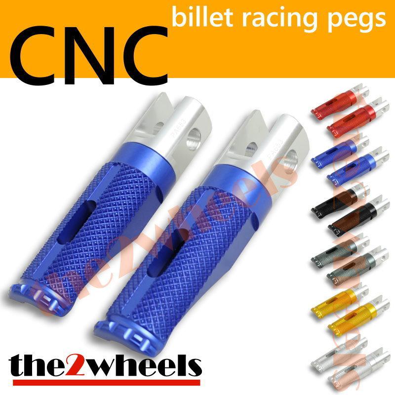 Cnc billet racing front foot pegs rests for honda cbr600f 10-12 blue