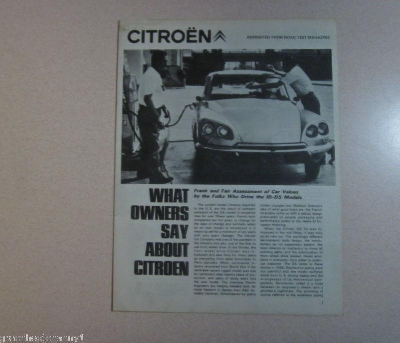 1971 citroen id-ds road test magazine brochure