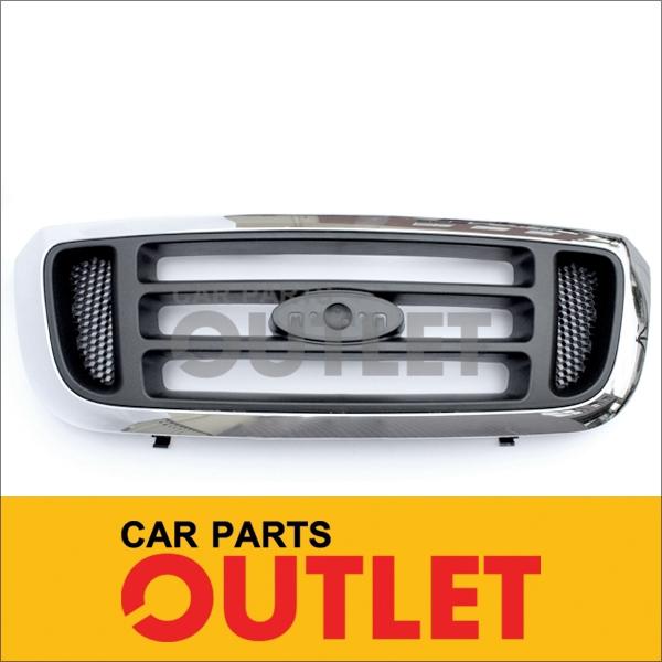 2004-2005 ford ranger grille assembly chrome shell xl 2wd dark argent bar center