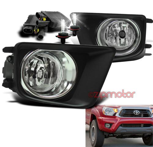 2012-2013 toyota tacoma bumper fog light+6k hid+chrome trim cover+harness+switch