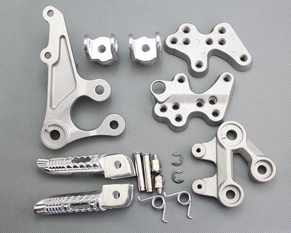 Silver front rider foot pegs footrest bracket for suzuki gsxr 1000 2005-2011