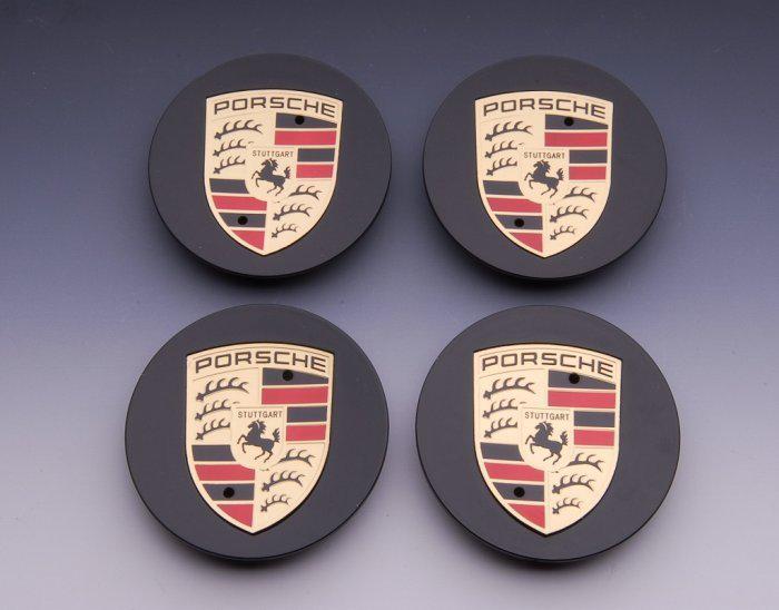 Black porsche cayenne boxster panamear 911 933 944 center caps 1 set 4 pieces