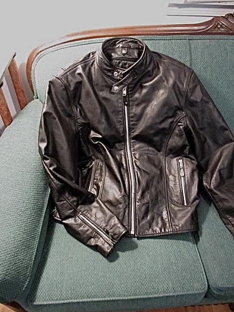 Heavy fmc leather motorcycle jacket thinsulate hardly worn zips snaps sz l mens