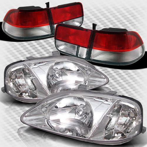 99-00 honda civic 2 door headlights+tail lights lamp head light set left+right