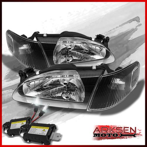 6000k slim ballast hid kit+98-00 corolla jdm black crystal headlights w/corner