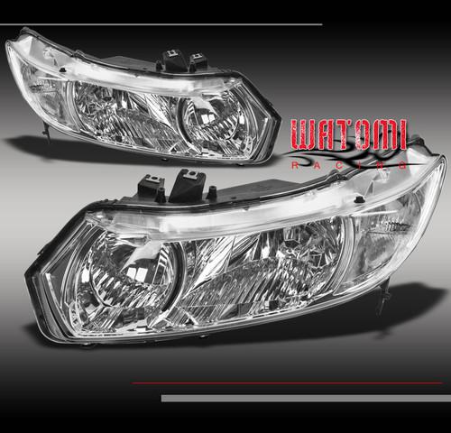 06-11 honda civic coupe 2dr crystal chrome headlights lamp left+right 1pc corner