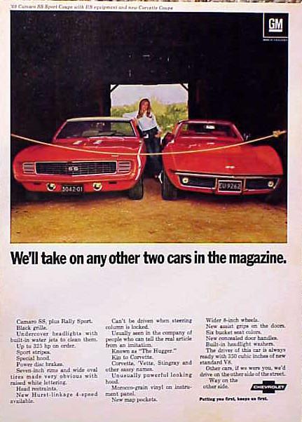 1969 chevy camaro ss corvette original vintage ad  c my store    5+= free ship