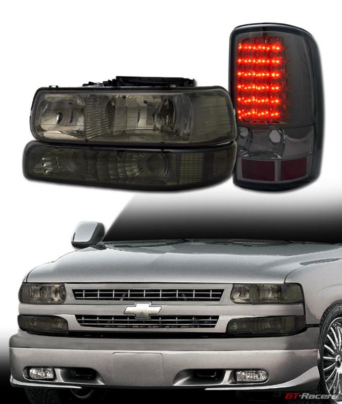 Smoke head lights+bumper dy+led rear brake tail lamps sm jy 00-06 tahoe suburban