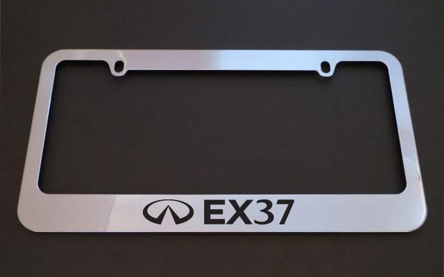 1 brand new infiniti ex37 chrome metal license plate frames + screw caps