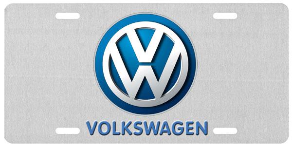 Volkswagen glossy silver .045" aluminum car license plate