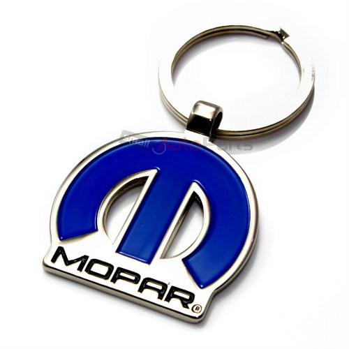 Mopar logo blue & chrome metal key chain for dodge-chrysler-jeep fans