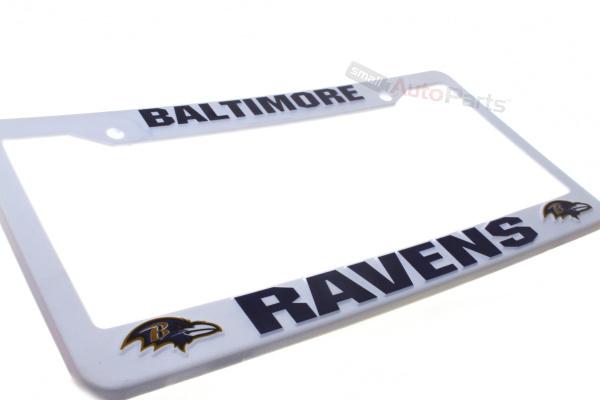 Baltimore ravens nfl license plate white plastic tag frame for auto car truck